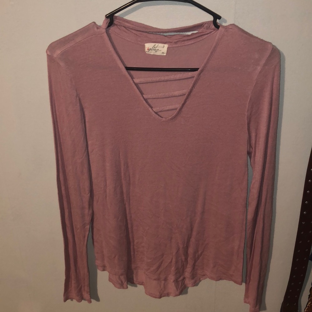 Softish pink colored long sleeve